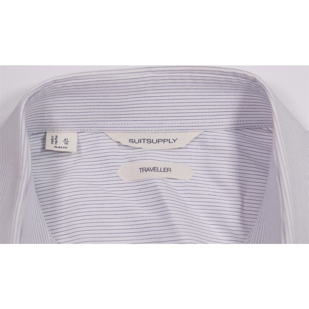 Suitsupply Slim Fit Light Blue Woven Egyptian Cotton Dress Shirt (41) 16-35 - Picture 6 of 7